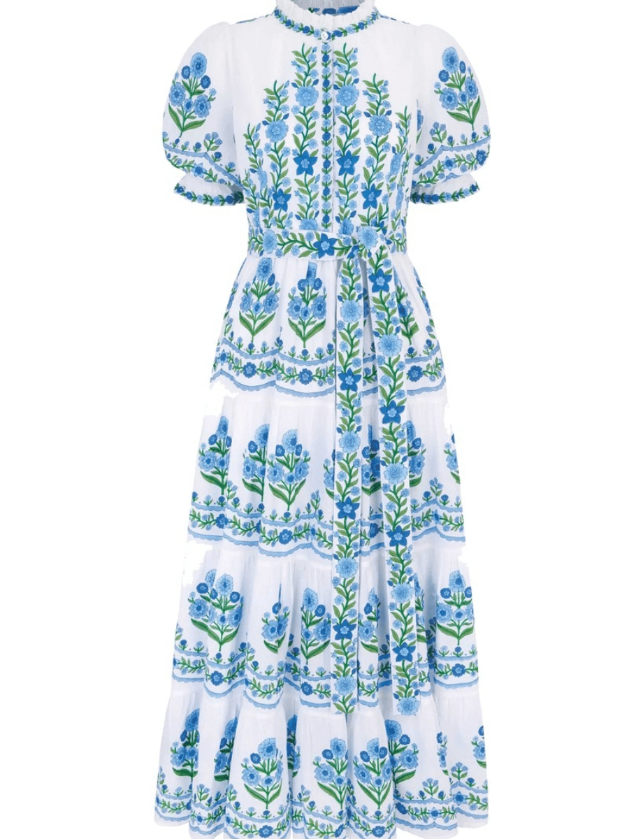 Boho Botanical Print Cotton Midi Dress - allsose