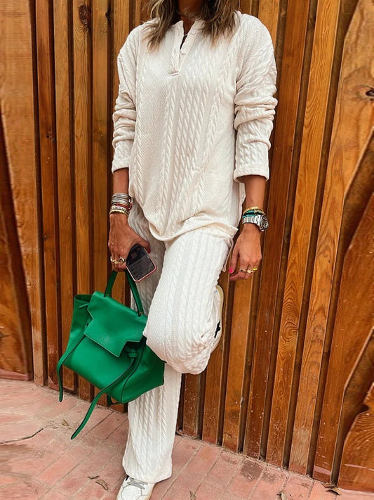 Comfortable Knit Lougewear Set - allsose