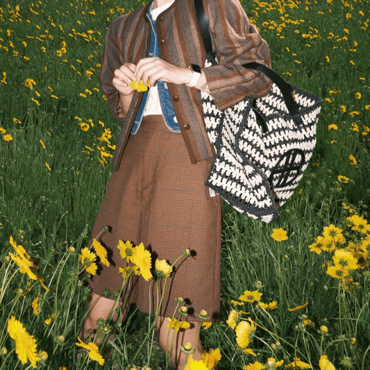 Contrast Straw Bag - allsose