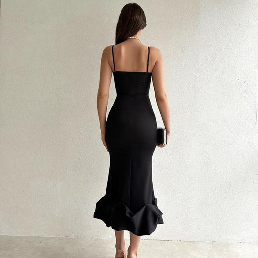 Elegant Solid Color Slip Dress - allsose