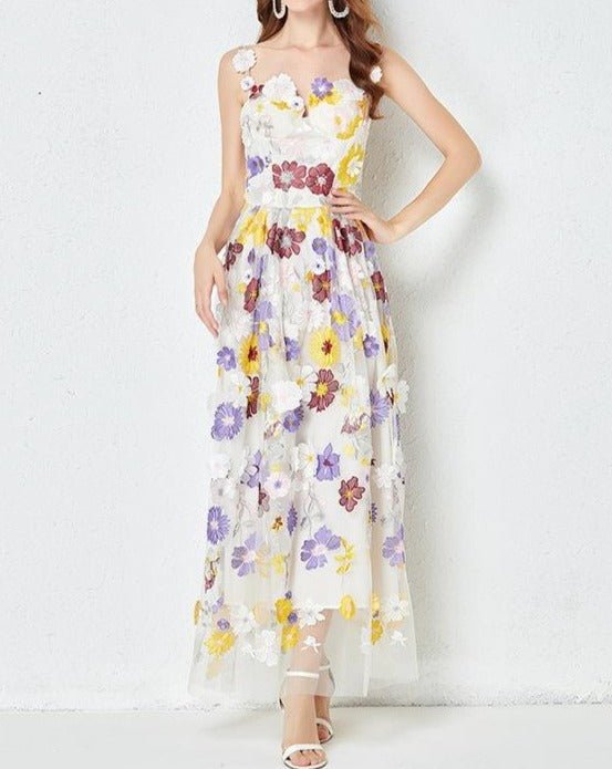 Embroidered Floral Camisole Dress - allsose
