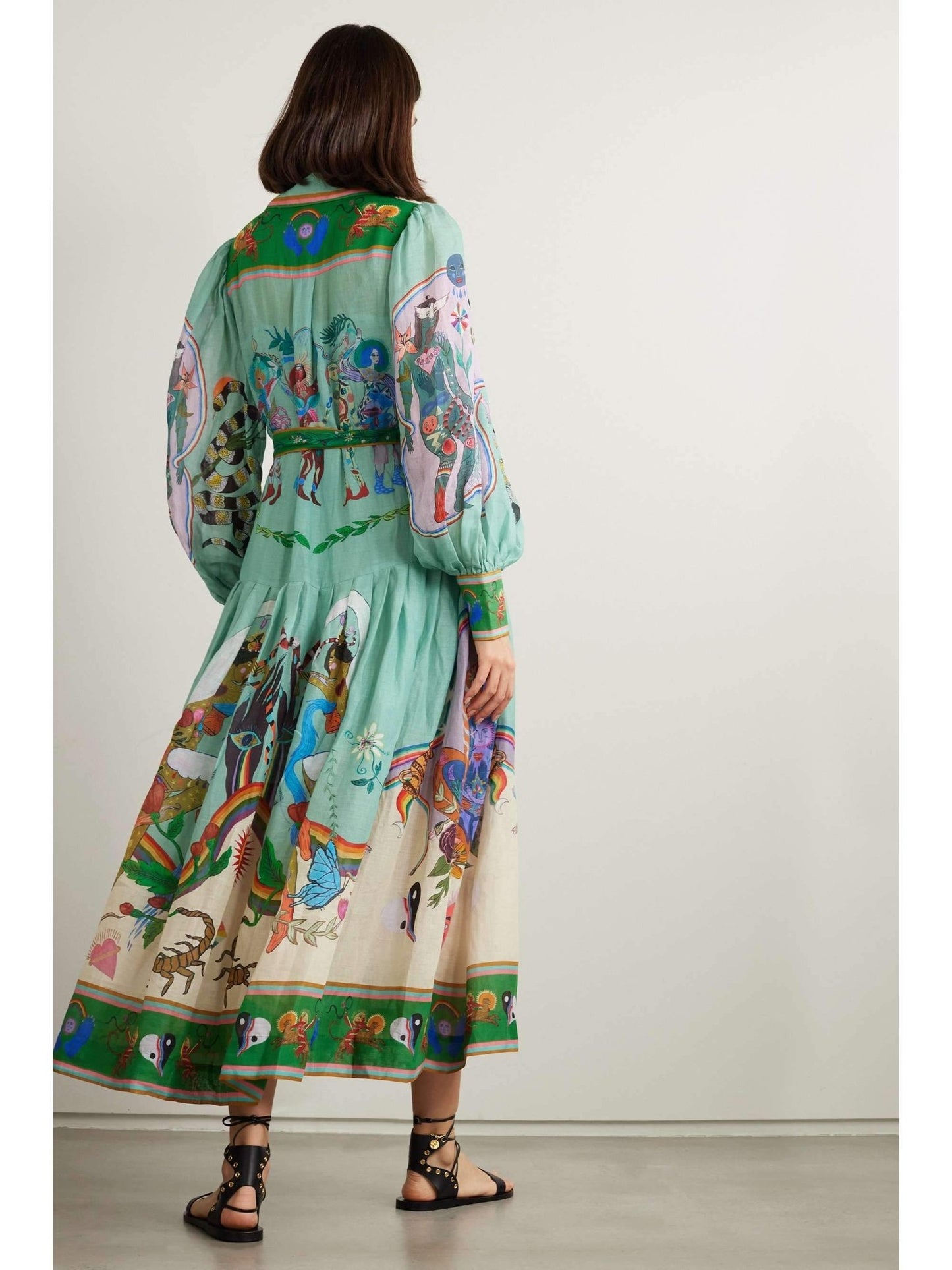 Evergreen Belted Printed Maxi Shirt Dress - allsose