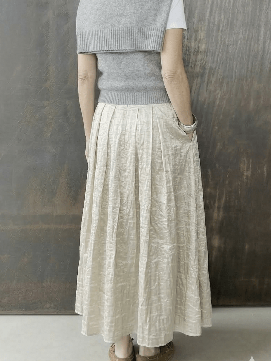 Everyday Shimmer Pleated Maxi Skirt - allsose