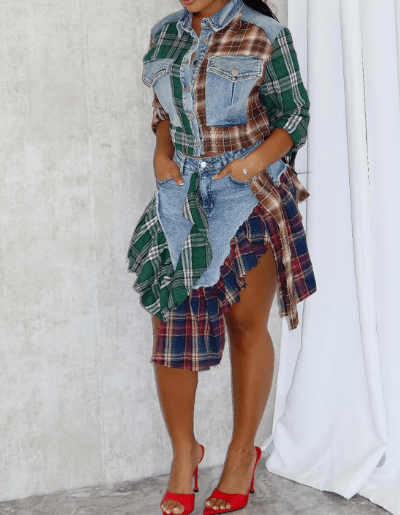 Fab Plaid Jacket & Skirt Set - allsose