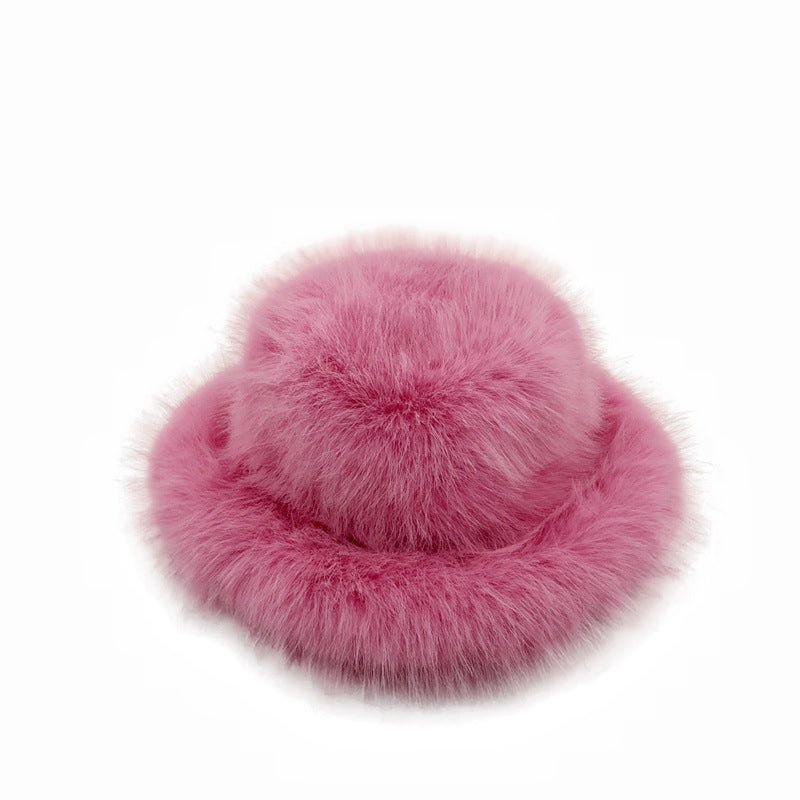 Faux Fox Fur Plush Fisherman Hat - allsose