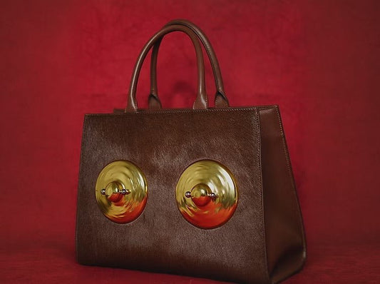 Golden Sculptural Hand Bag - allsose