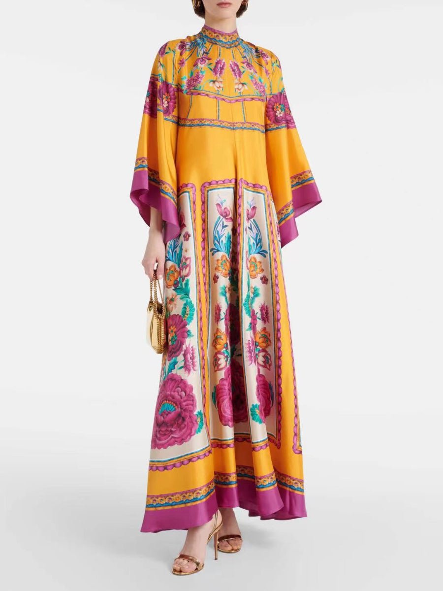 Gorgeous Printed Silk Twill Maxi Dress - allsose
