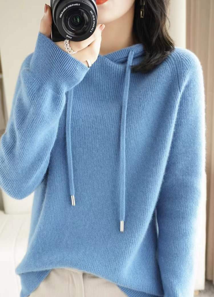 Loose Hooded Knitted Sweater - allsose