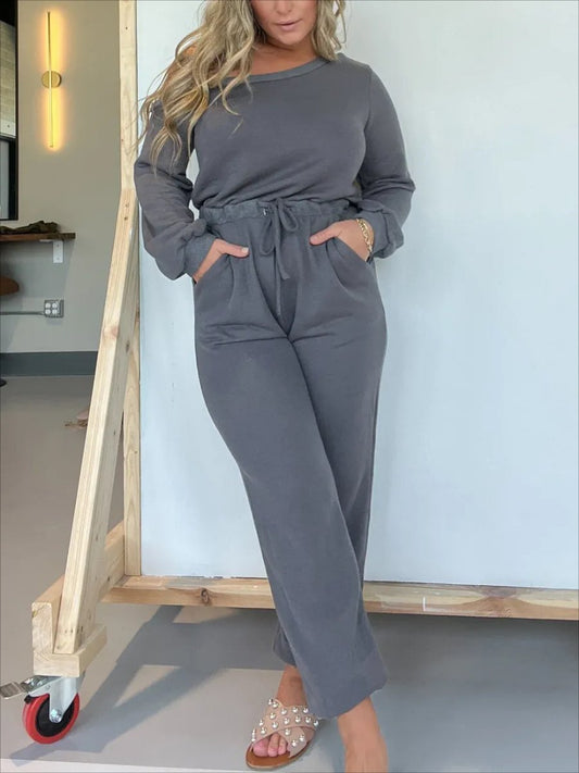One Shoulder Solid Jumpsuit - allsose