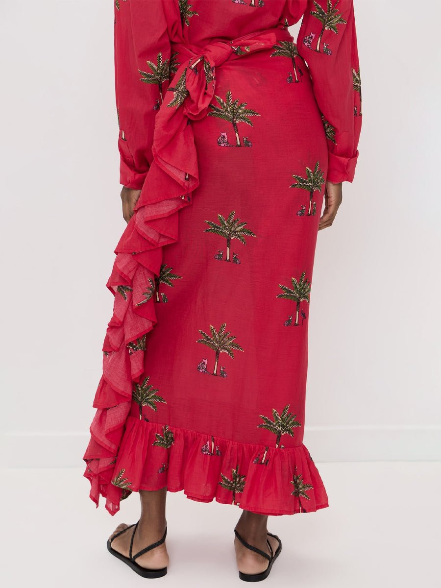 Ruffled Trim Tie Waist Two Pieces Dress - allsose