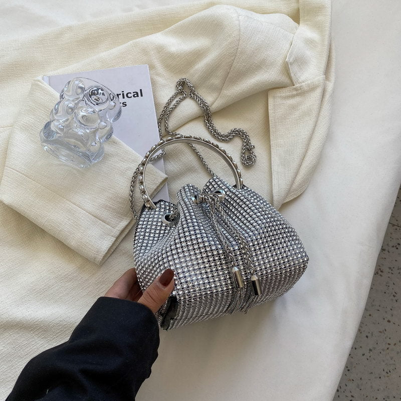 Shiny Bucket Bag With A Slant - allsose