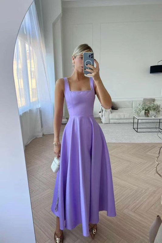 Strap Decorated Bodice Midi Dress - allsose