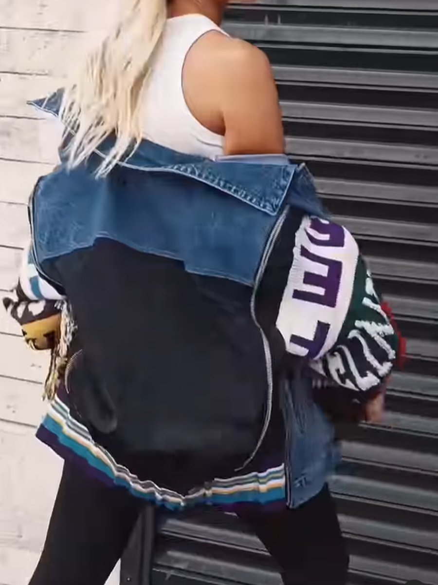 Stylish Stitched Denim Jacket - allsose