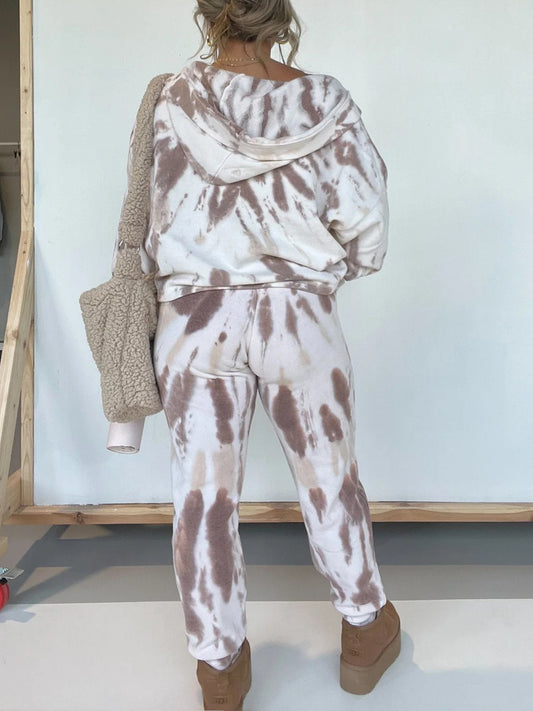 Tie - Dye Hoodie And Sweatpants Suit - allsose
