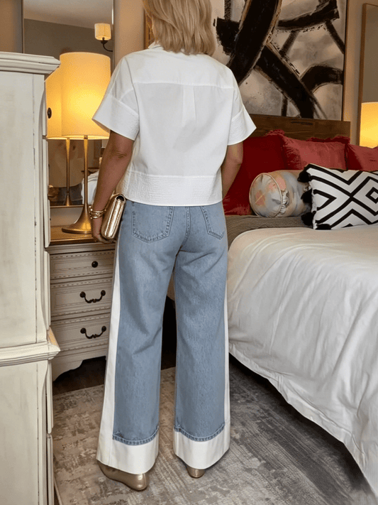 Timeless Minimal Cropped White Collared Top - allsose