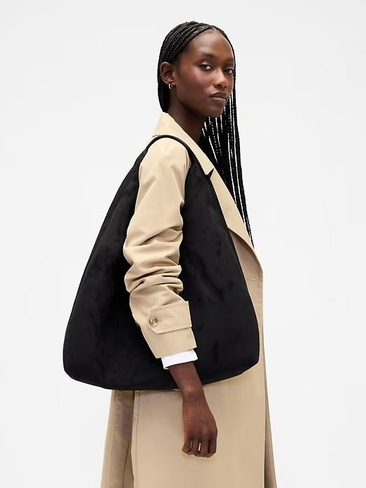 Vegan Suede Slouchy Tote Bag - allsose