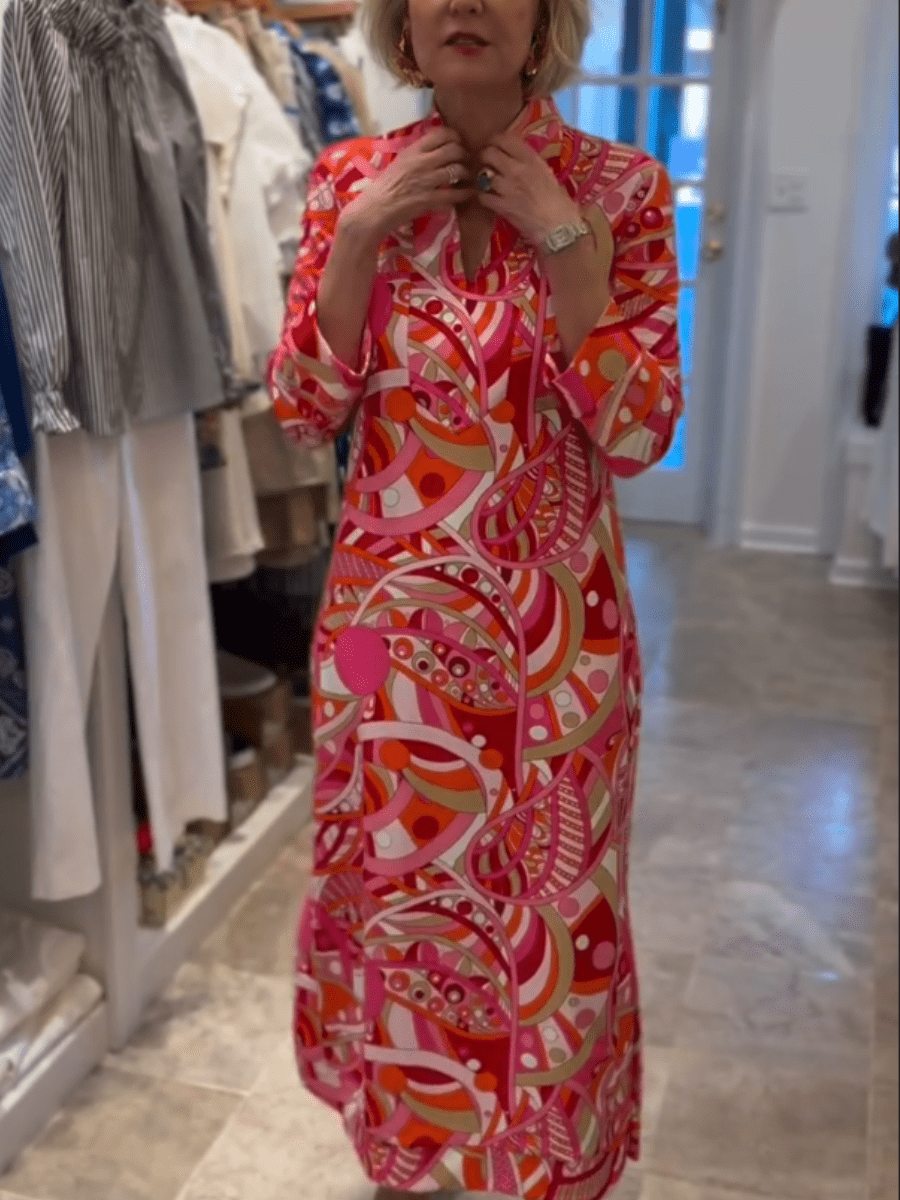 70s Inspired Psychedelic Print Midi Dress - allsose