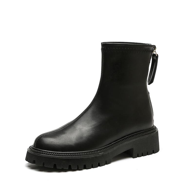 Autumn And Winter New Martin Boots Fashion Round Head Thick Bottom - allsose
