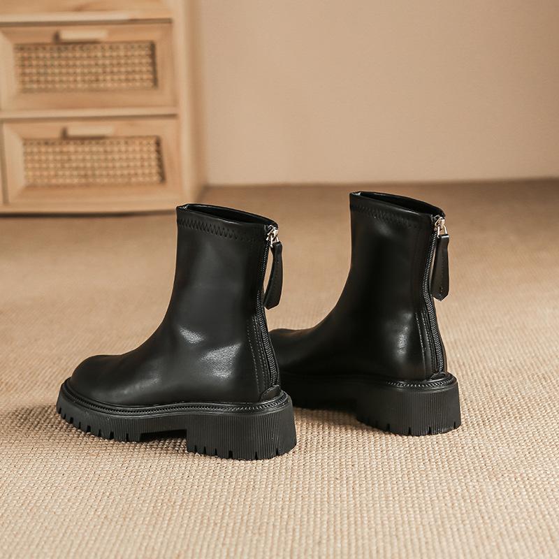 Autumn And Winter New Martin Boots Fashion Round Head Thick Bottom - allsose