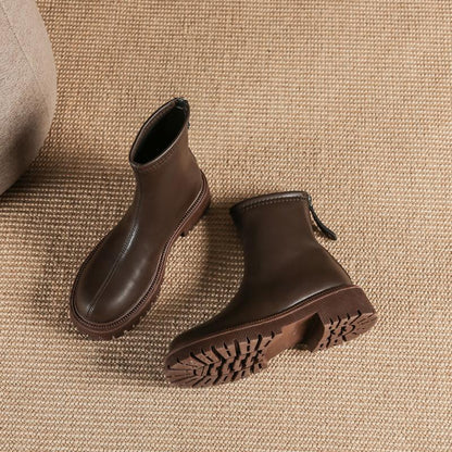 Autumn And Winter New Martin Boots Fashion Round Head Thick Bottom - allsose