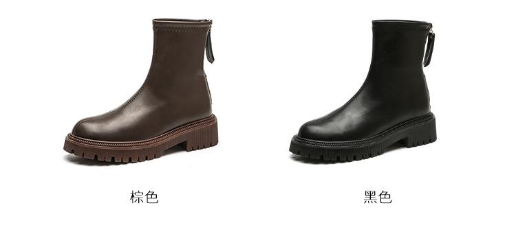 Autumn And Winter New Martin Boots Fashion Round Head Thick Bottom - allsose