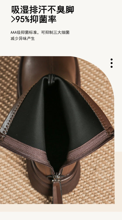 Autumn And Winter New Martin Boots Fashion Round Head Thick Bottom - allsose