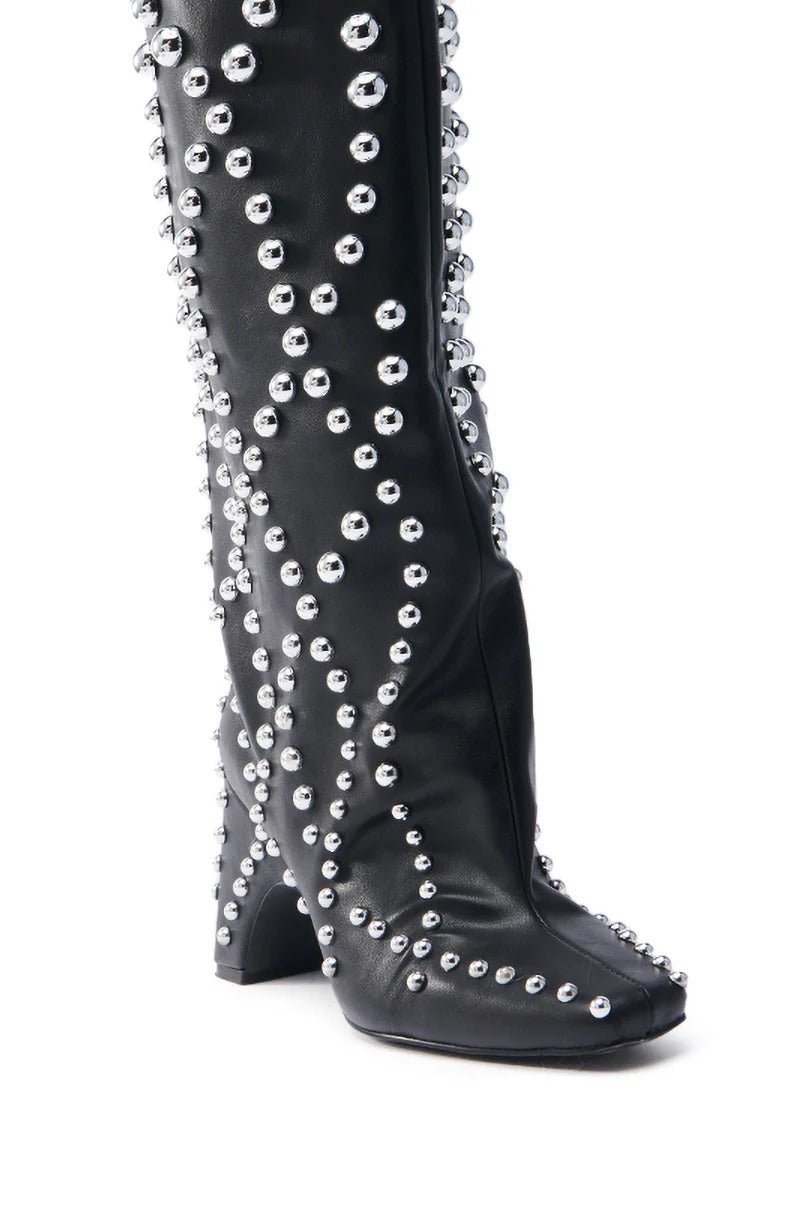 BLACK EMBELLISHED BOOT - allsose