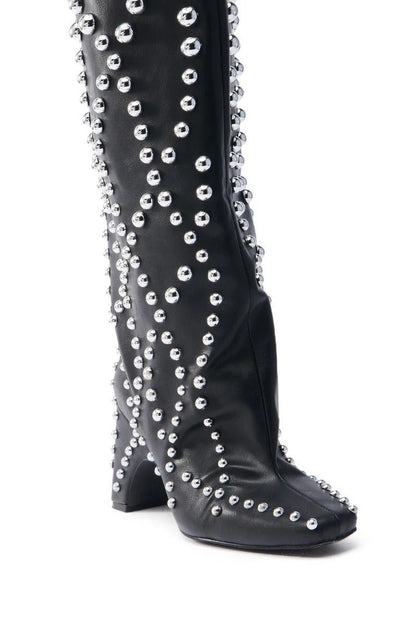 BLACK EMBELLISHED BOOT - allsose
