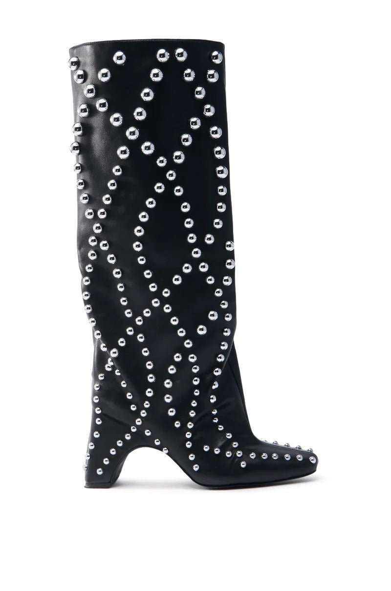 BLACK EMBELLISHED BOOT - allsose