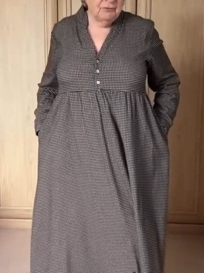 Black Plaid Casual Dress - allsose