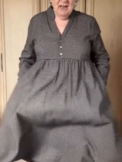 Black Plaid Casual Dress - allsose