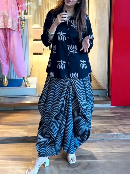 Boho Ethnic Lotus Printed Two Piece Loungewear - allsose