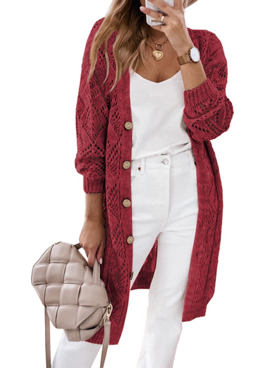 Casual Fall Knit Cardigan - allsose