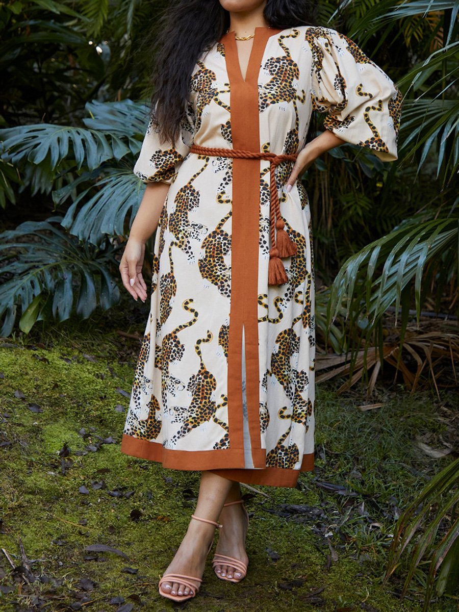 Casual Fashion Loose V - neck Elegant Dress - allsose