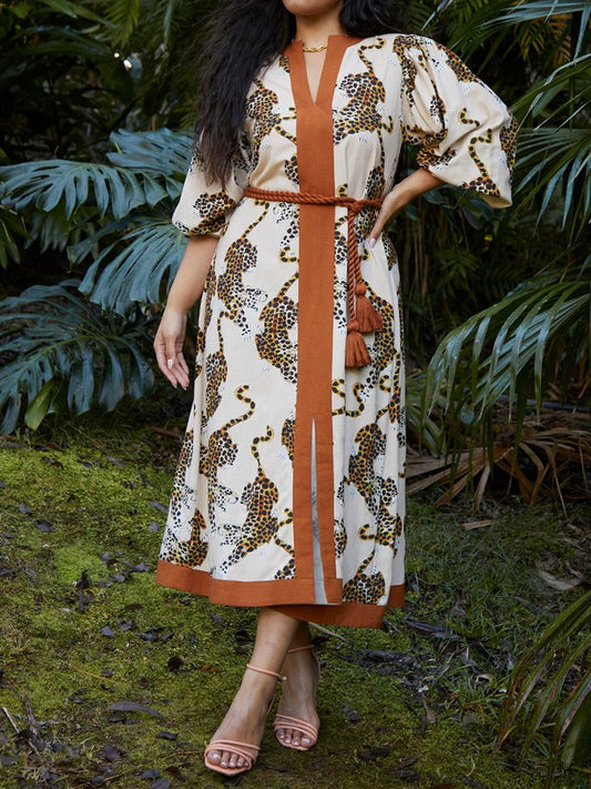 Casual Fashion Loose V - neck Elegant Dress - allsose