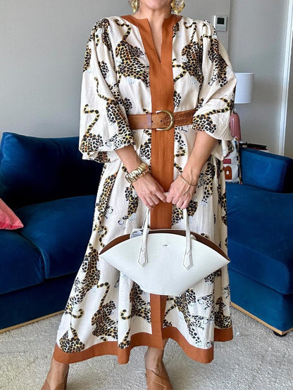 Casual Fashion Loose V - neck Elegant Dress - allsose