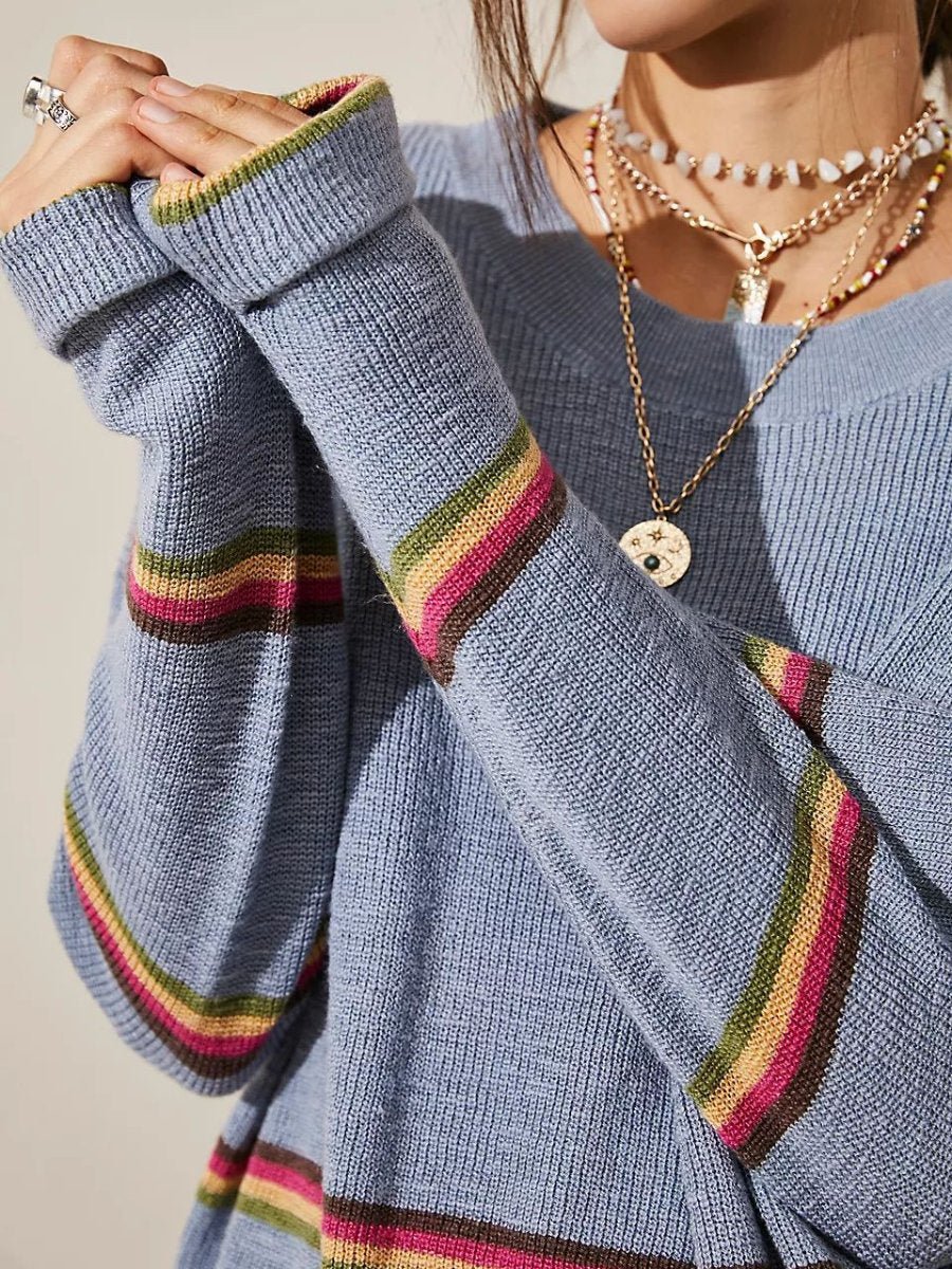 Casual Striped Sweater 2pc Set - allsose