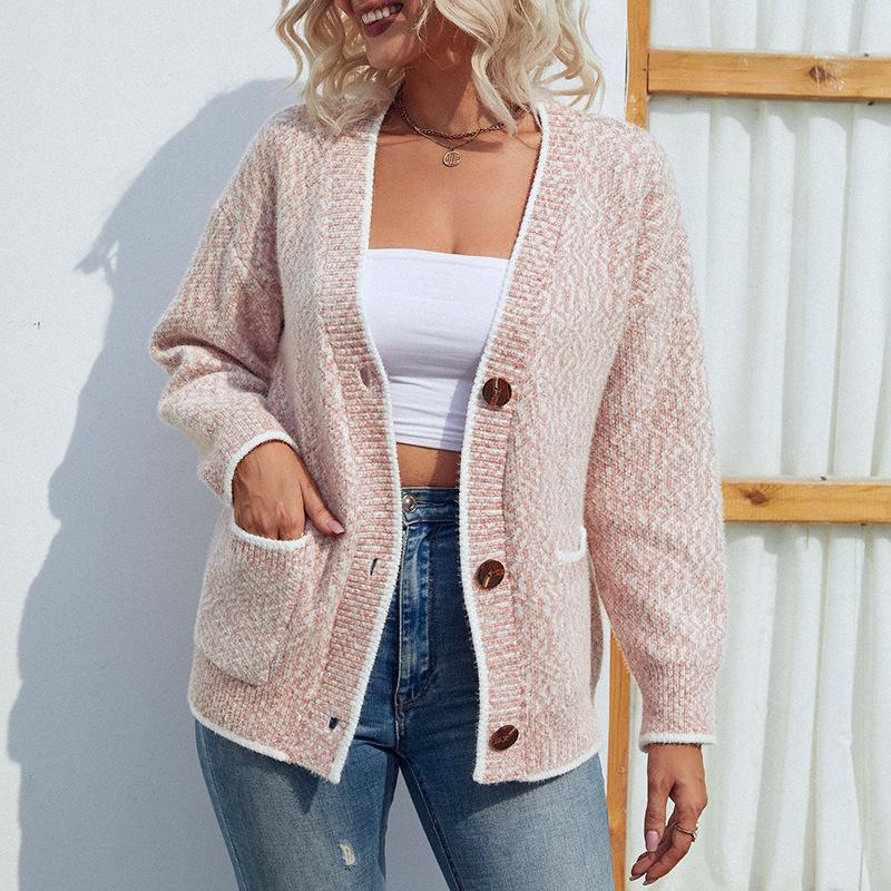 Clashing Buttons Knitted Cardigan - allsose