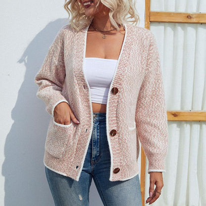 Clashing Buttons Knitted Cardigan - allsose
