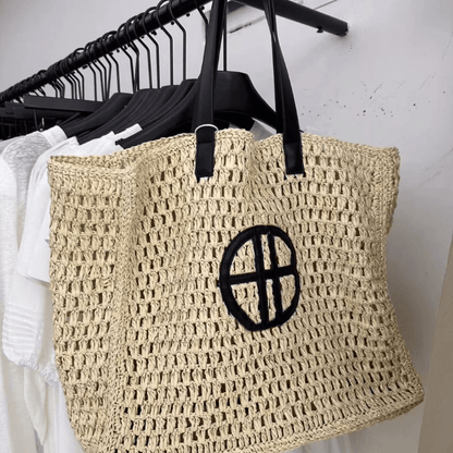 Contrast Straw Bag - allsose