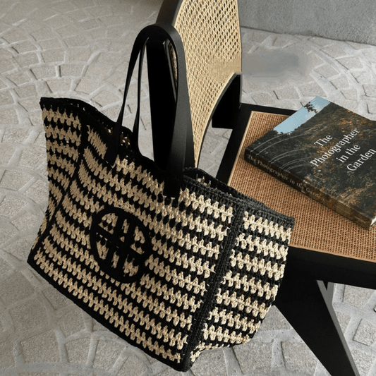 Contrast Straw Bag - allsose
