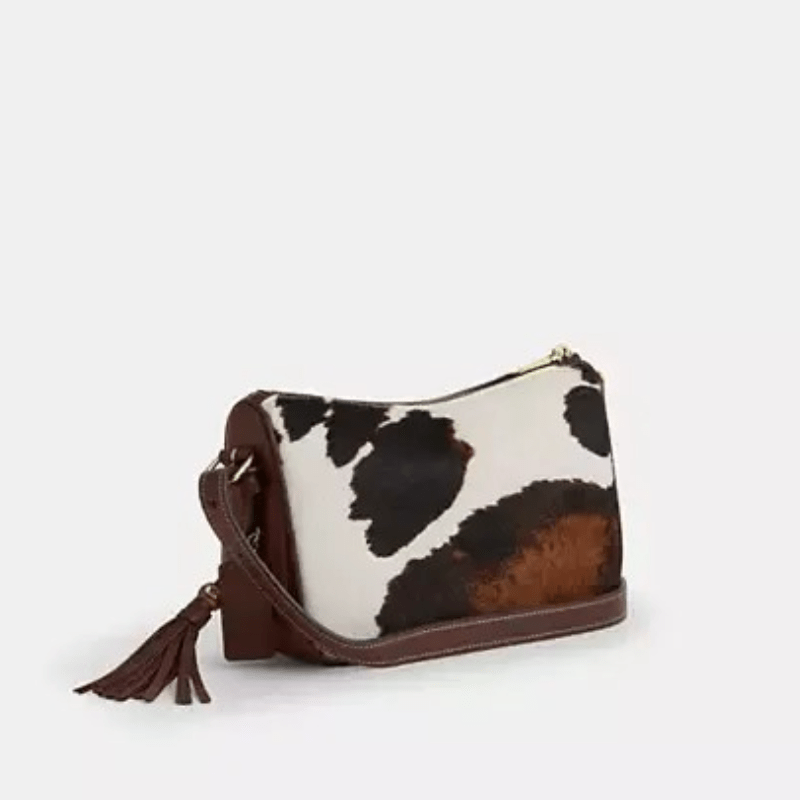 Cowhide Charm Printed Shoulder Bag - allsose