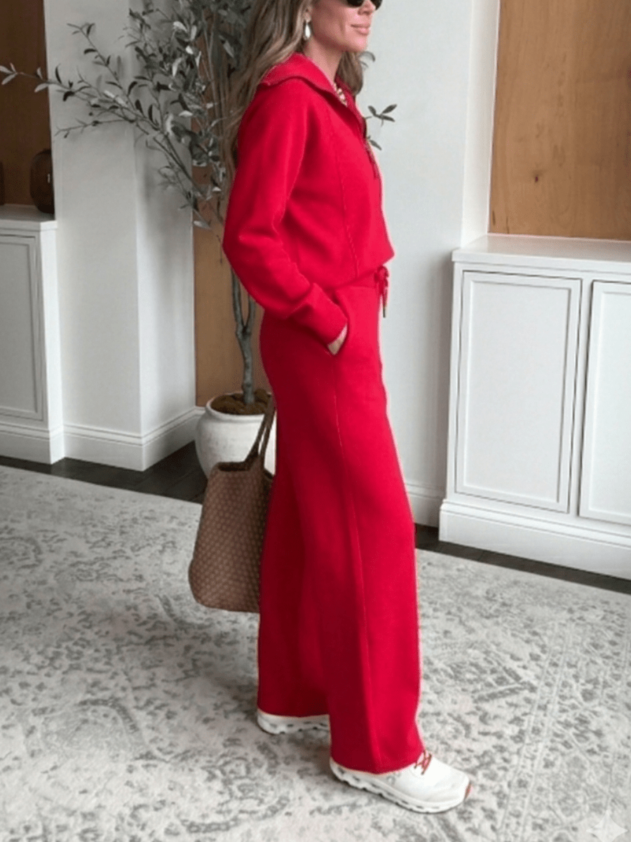 Crimson Luxe Two - Piece Lounge Set - allsose