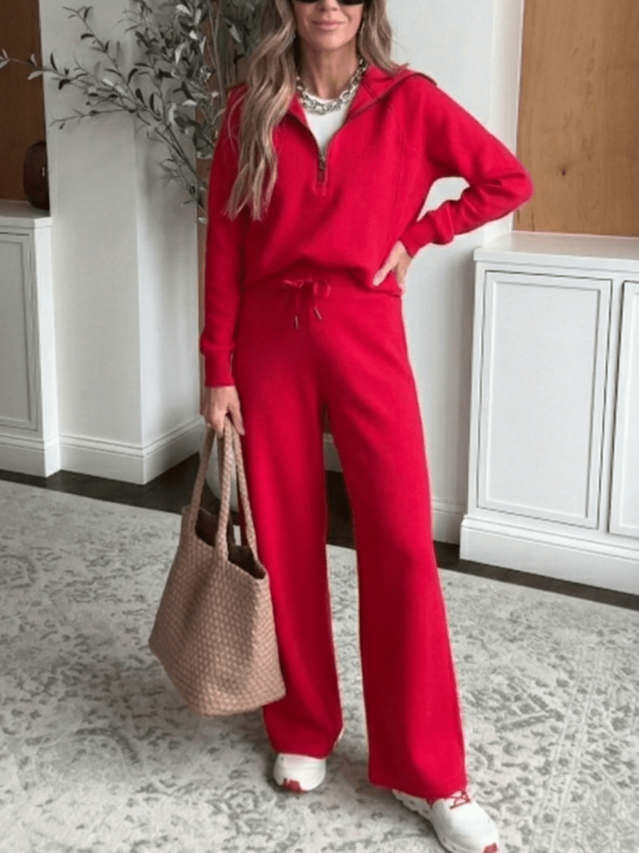 Crimson Luxe Two - Piece Lounge Set - allsose
