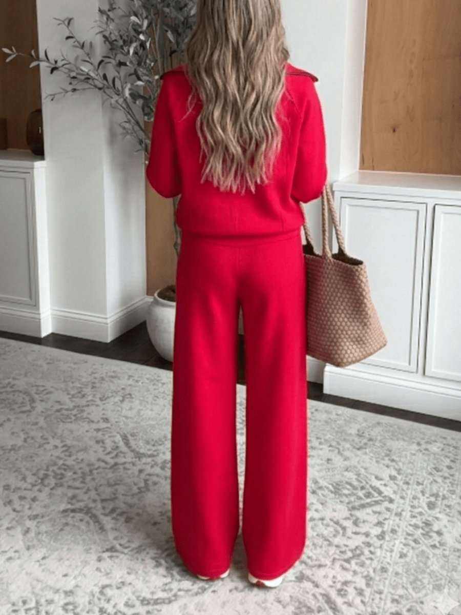 Crimson Luxe Two - Piece Lounge Set - allsose