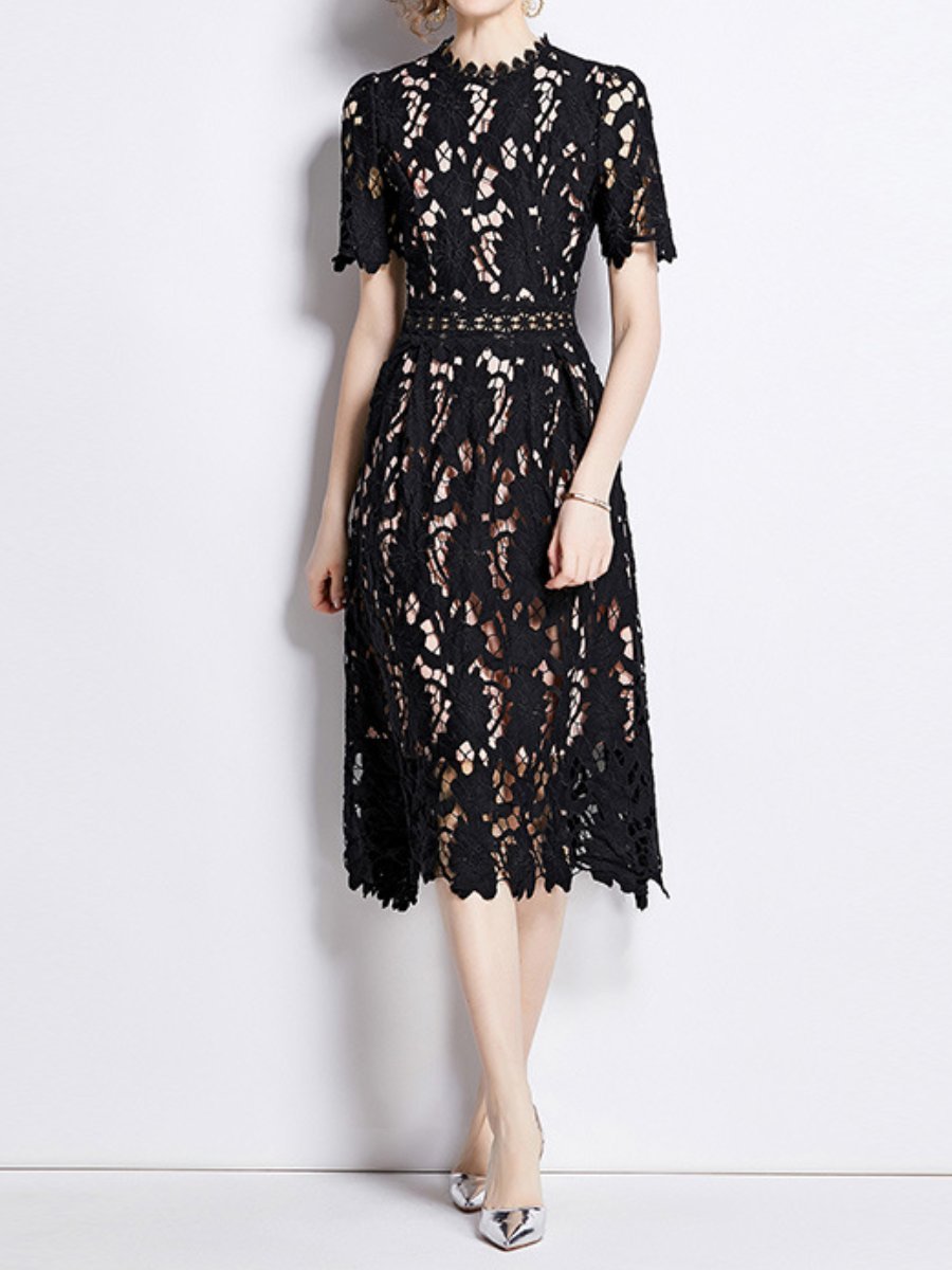 Demure Lace Midi Dress - allsose