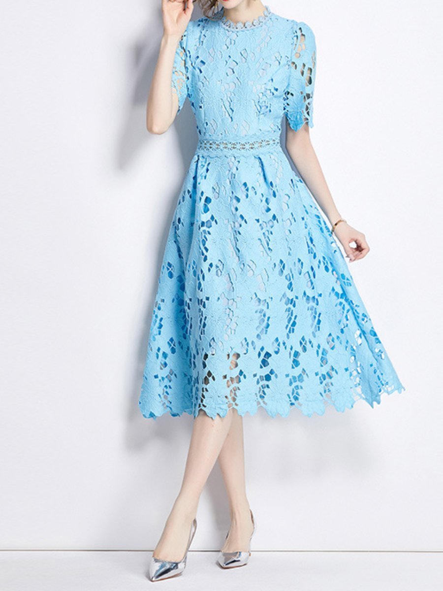 Demure Lace Midi Dress - allsose