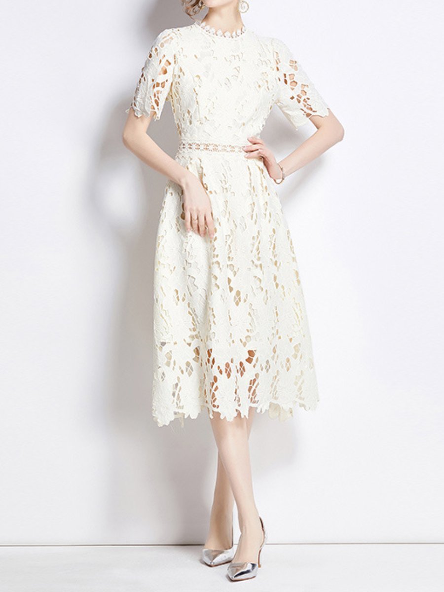 Demure Lace Midi Dress - allsose