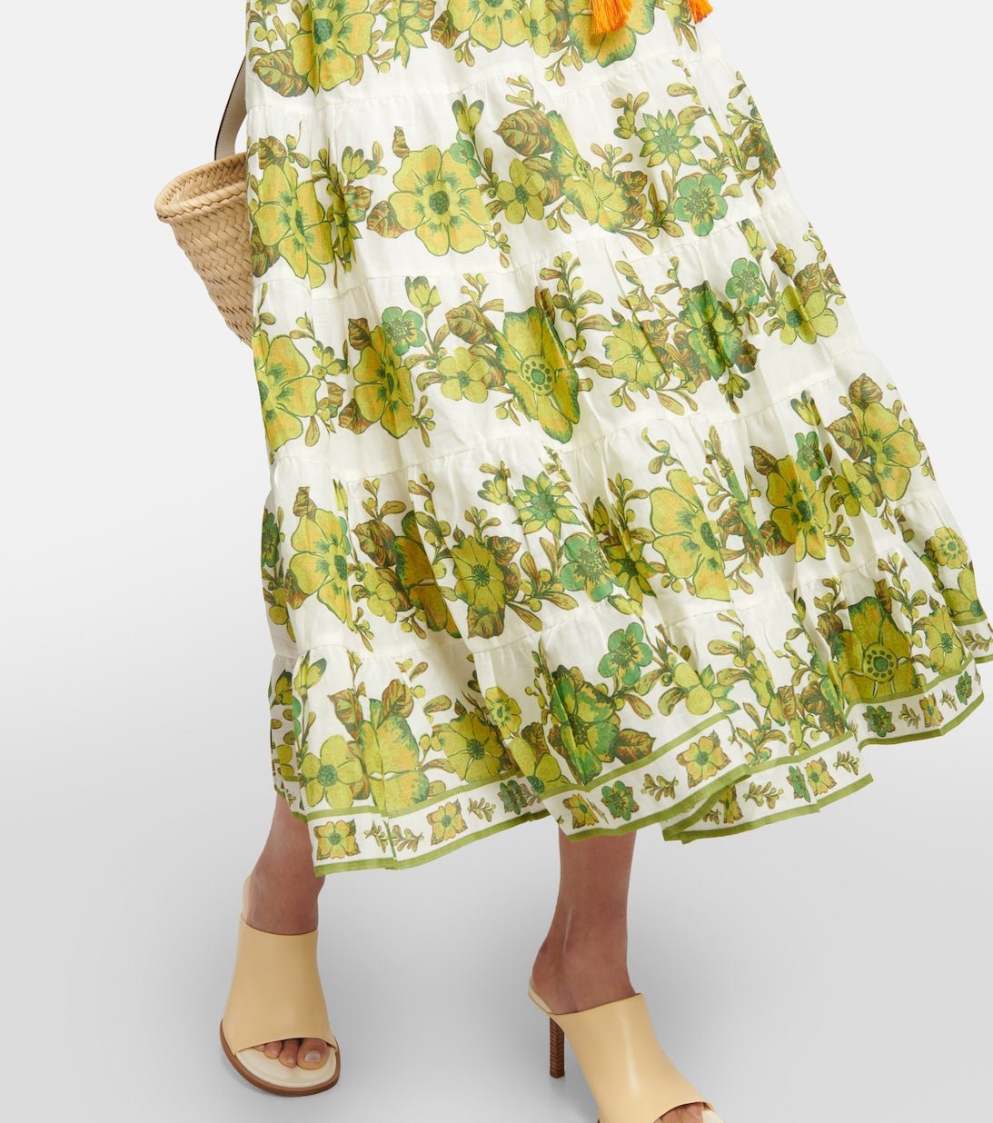 Digital Print Puff Sleeve Midi Dress - allsose