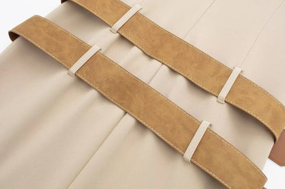 Double Belt Design Slim Fit Dress - allsose